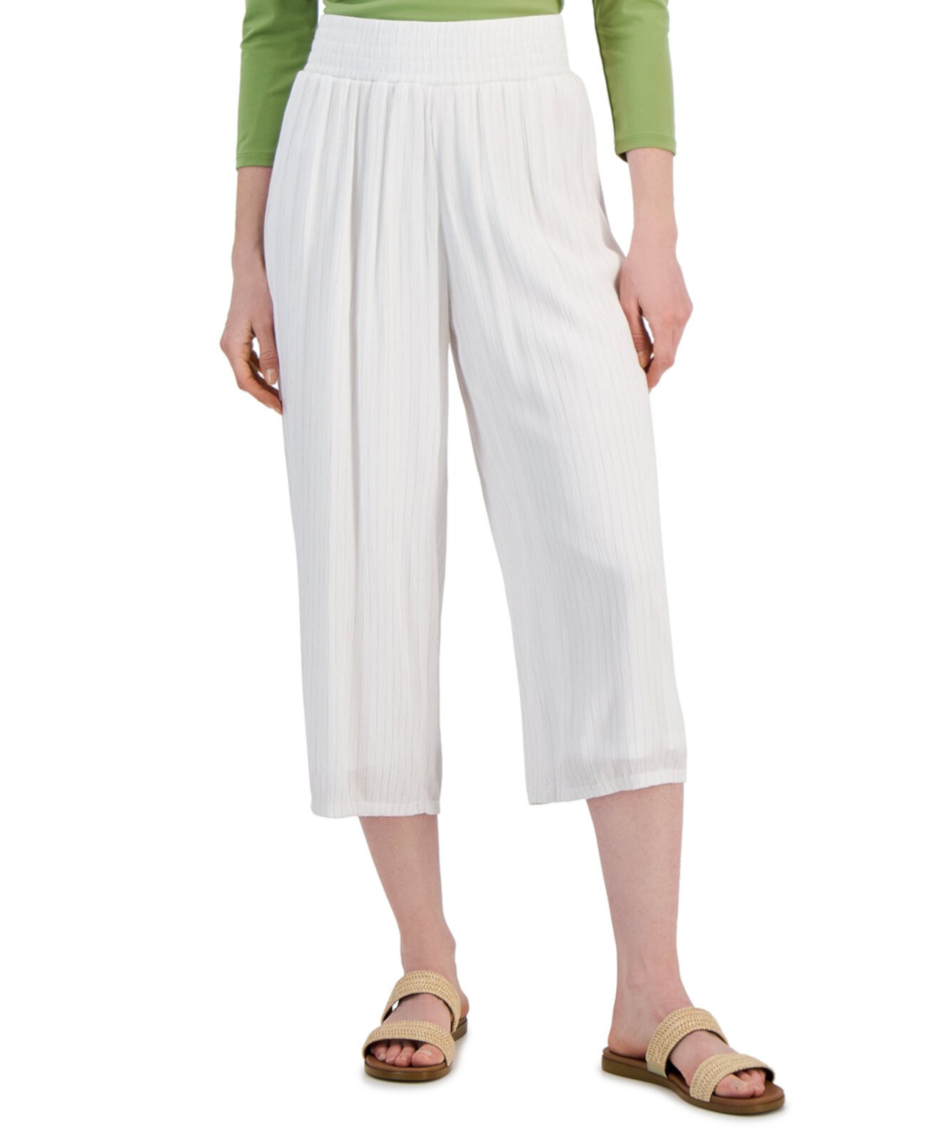 Women's Metallic Gauze Pull-On Capri Pants, Created for Macy's J&M Collection