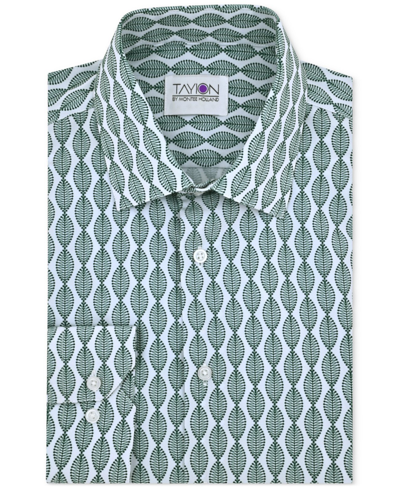 Men's Leaf-Print Dress Shirt Tayion Collection
