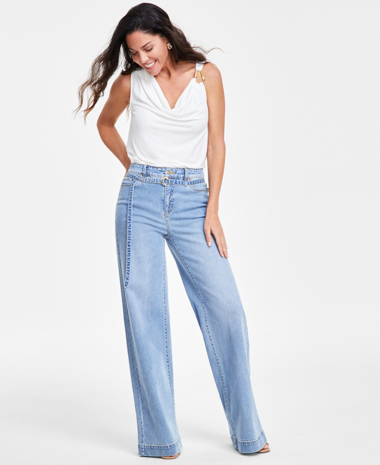 Women's Tied Wide-Leg Jeans, Created for Macy's I.N.C. International Concepts