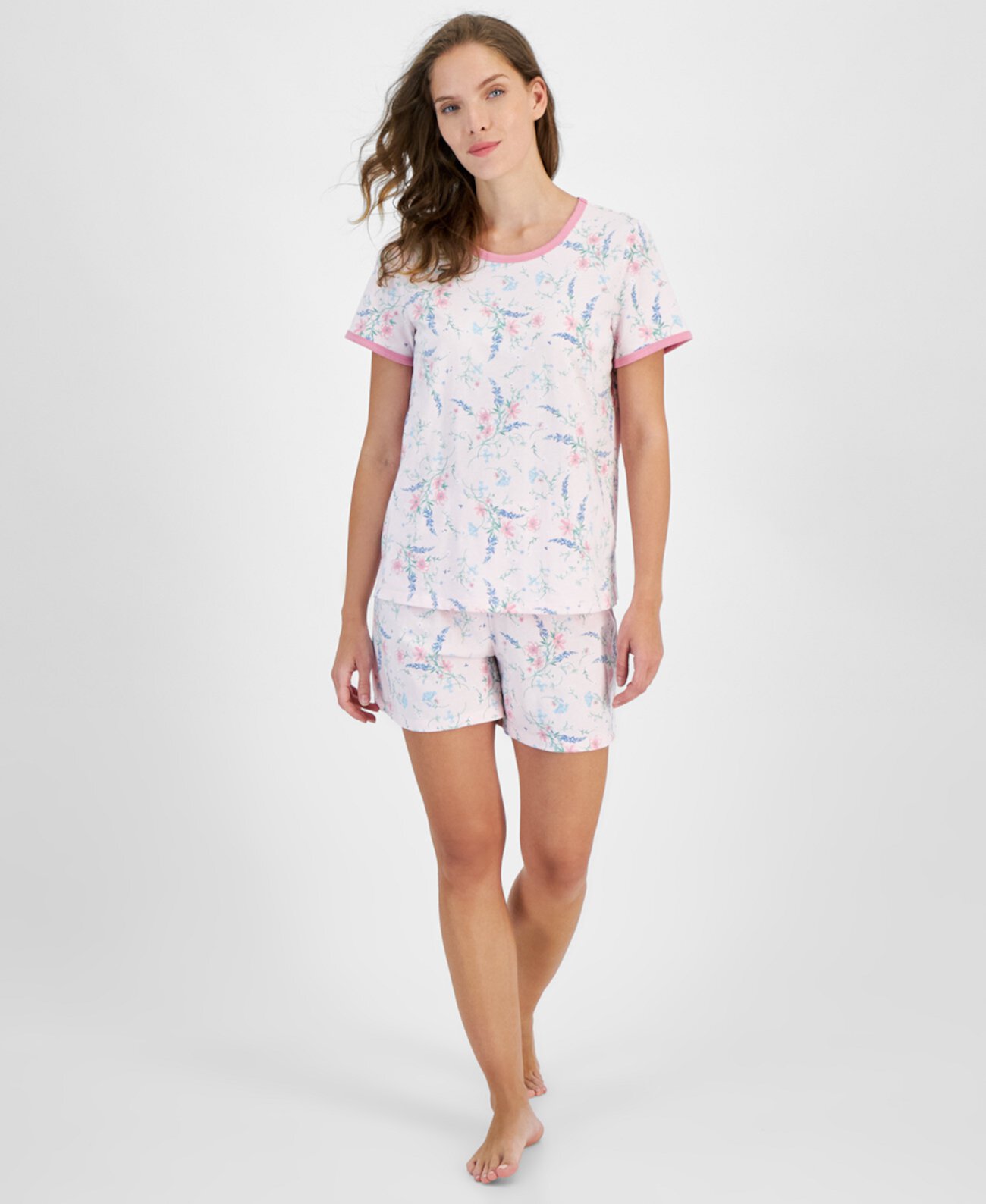 Women's Striped Short-Sleeve Pajamas Set, Created for Macy's Charter Club