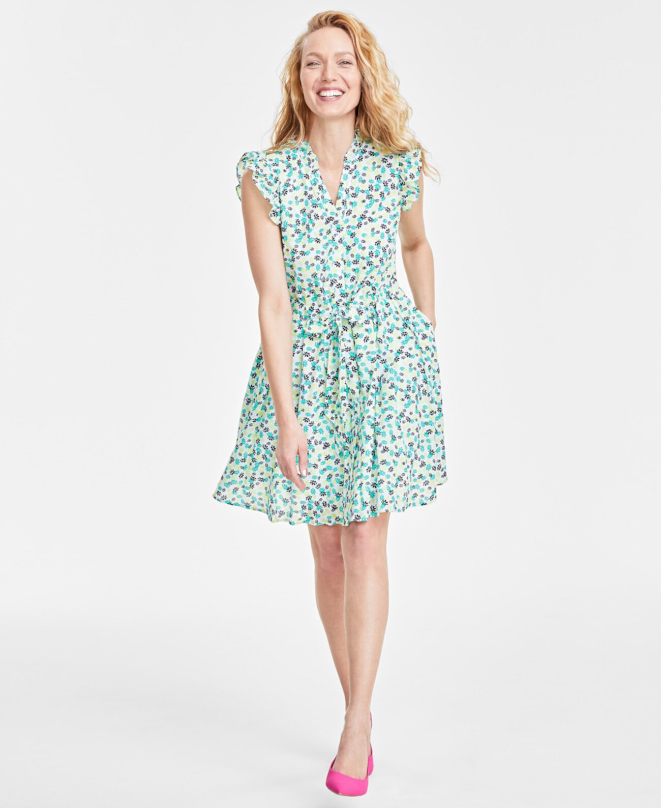Women's Printed Ruffled Dress, Created for Macy's On 34th