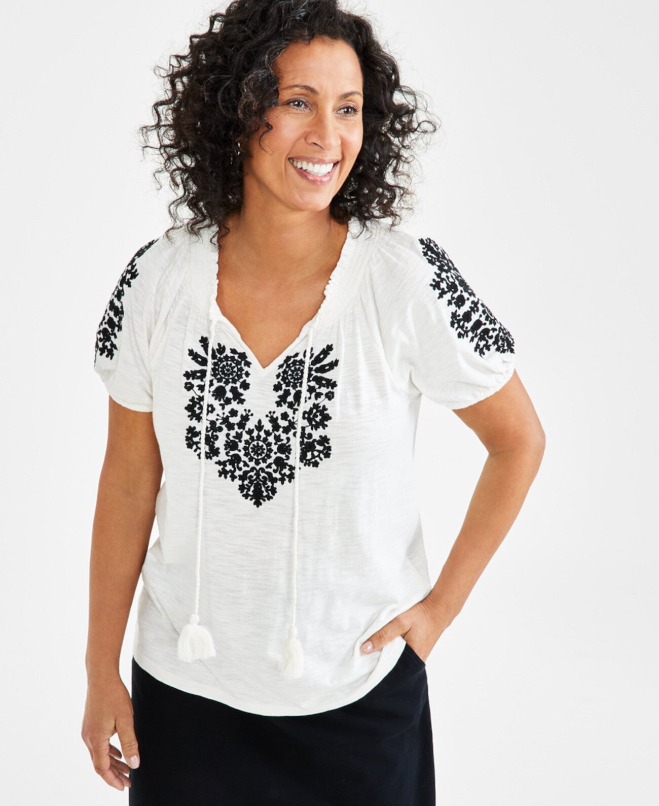 Women's Embroidery Vacay Top, XS-3X, Created for Macy's Style & Co