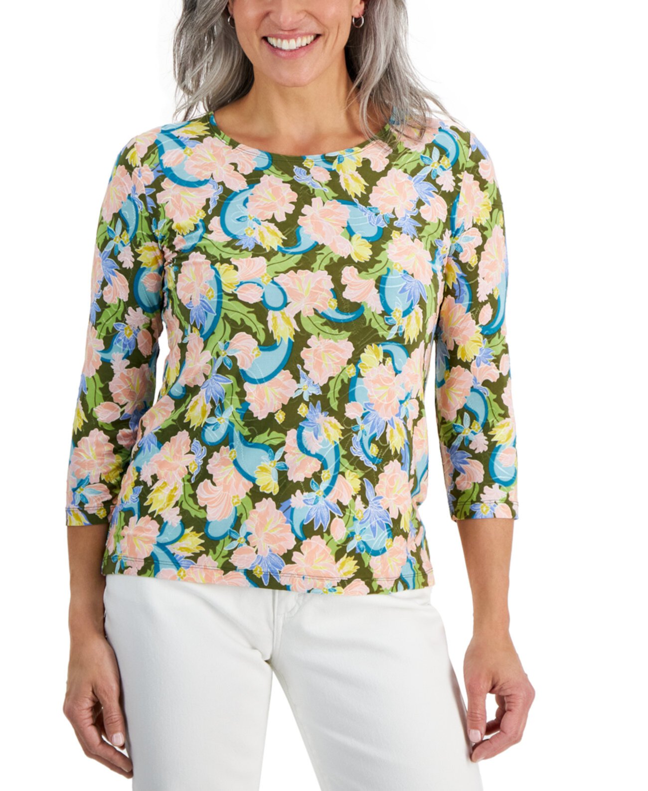 Petite Oaklyn Garden Jacquard Top, Created for Macy's J&M Collection
