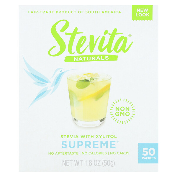 Naturals, Stevia With Xylitol, Supreme, 50 Packets, 1.8 oz (50 g) Stevita