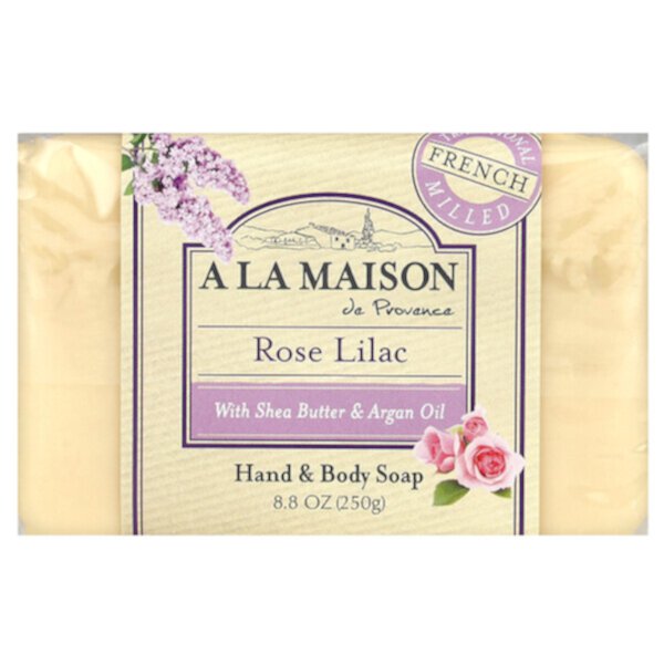 Hand & Body Bar Soap, Rose Lilac, 8.8 oz (250 g) A La Maison