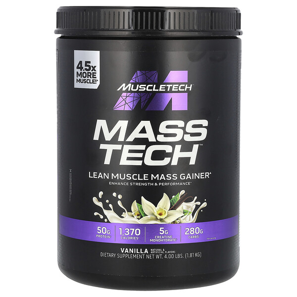 Mass Tech, Lean Muscle Mass Gainer, Vanilla, 4 lbs (1.81 kg) Muscletech