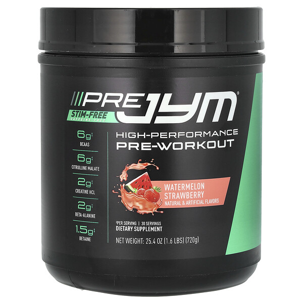 Pre JYM, High-Performance Pre-Workout, Stim-Free, Watermelon Strawberry, 1.6 lbs (720 g) JYM Supplement Science