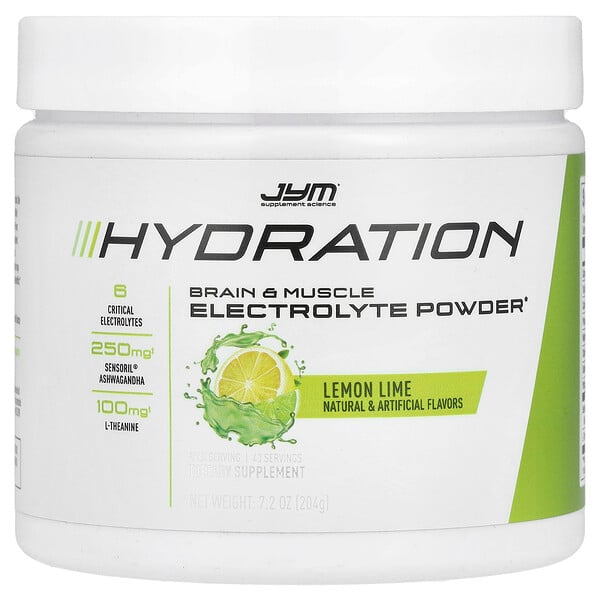 Hydration, Electrolyte Powder, Lemon Lime, 7.2 oz (204 g) JYM Supplement Science