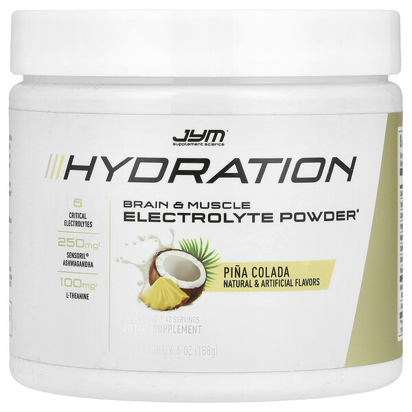 Hydration, Electrolyte Powder, Pina Colada, 6.6 oz (188 g) JYM Supplement Science
