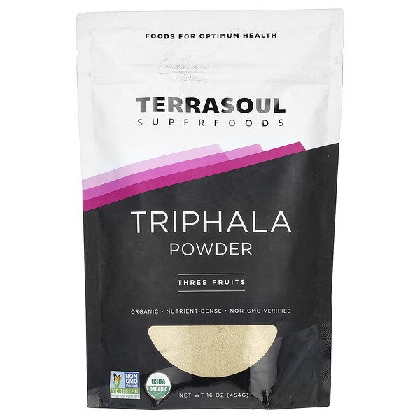 Triphala Powder, Three Fruits, 16 oz (454 g) Terrasoul Superfoods