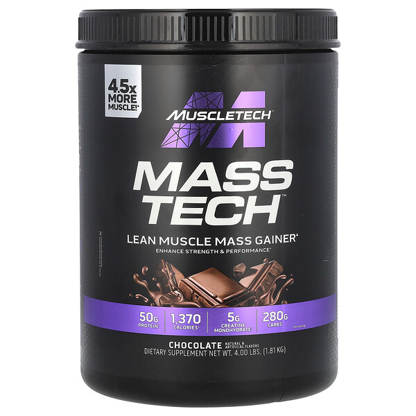 Mass Tech, Lean Muscle Mass Gainer, Chocolate, 4 lbs (1.81 kg) Muscletech