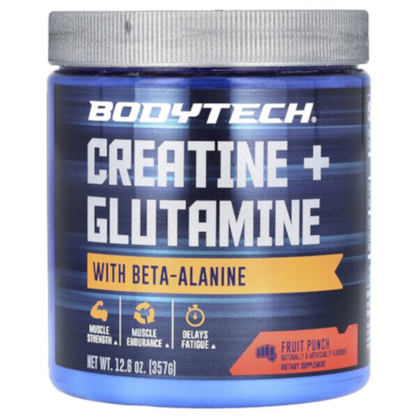 Creatine + Glutamine with Beta-Alanine, Fruit Punch, 12.6 oz (357 g) BodyTech