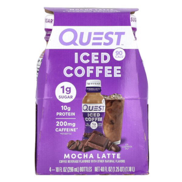 Iced Coffee, Mocha Latte, 4 Bottles, 10 fl oz (296 ml) Each Quest Nutrition