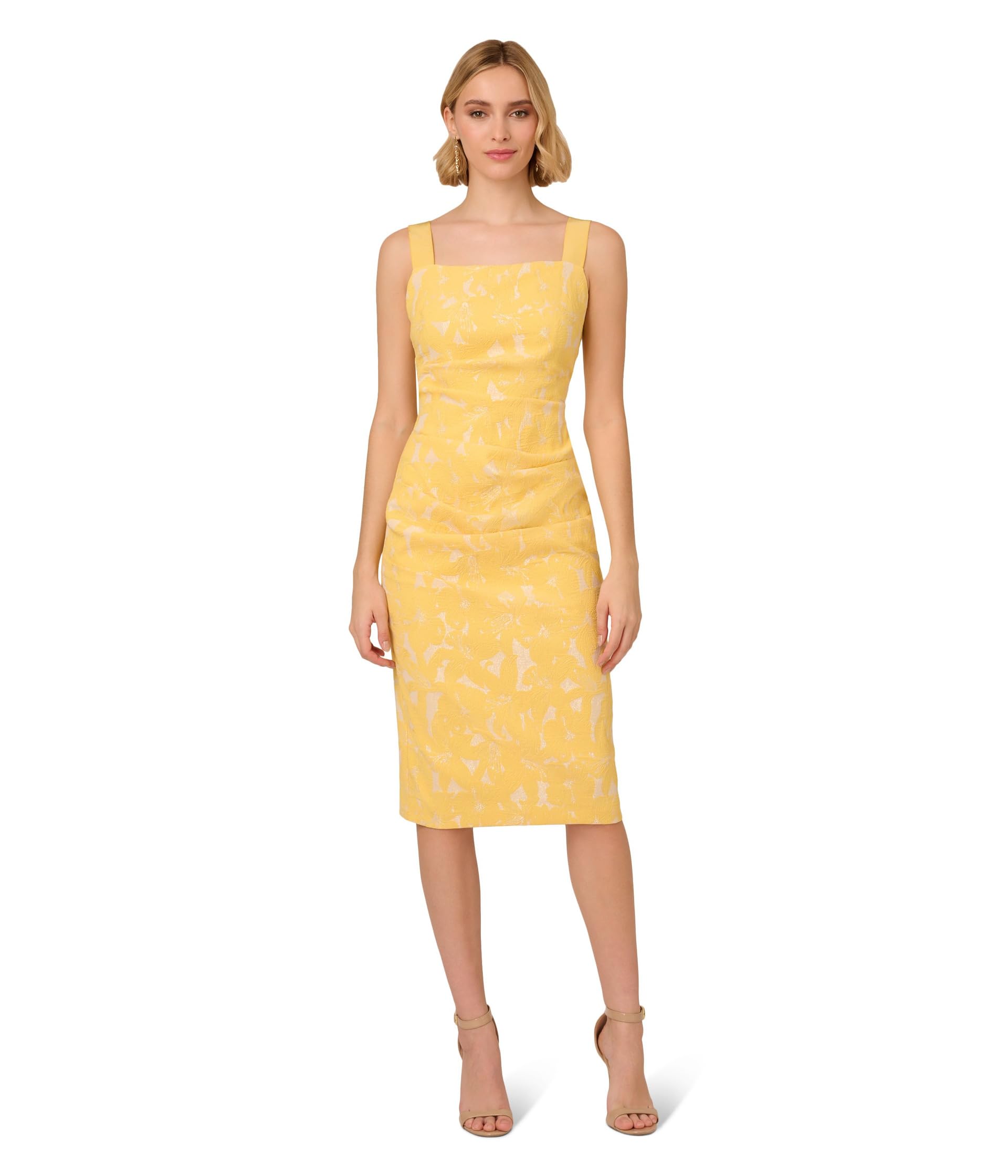 Hibiscus Jacquard Tucked Dress Adrianna Papell