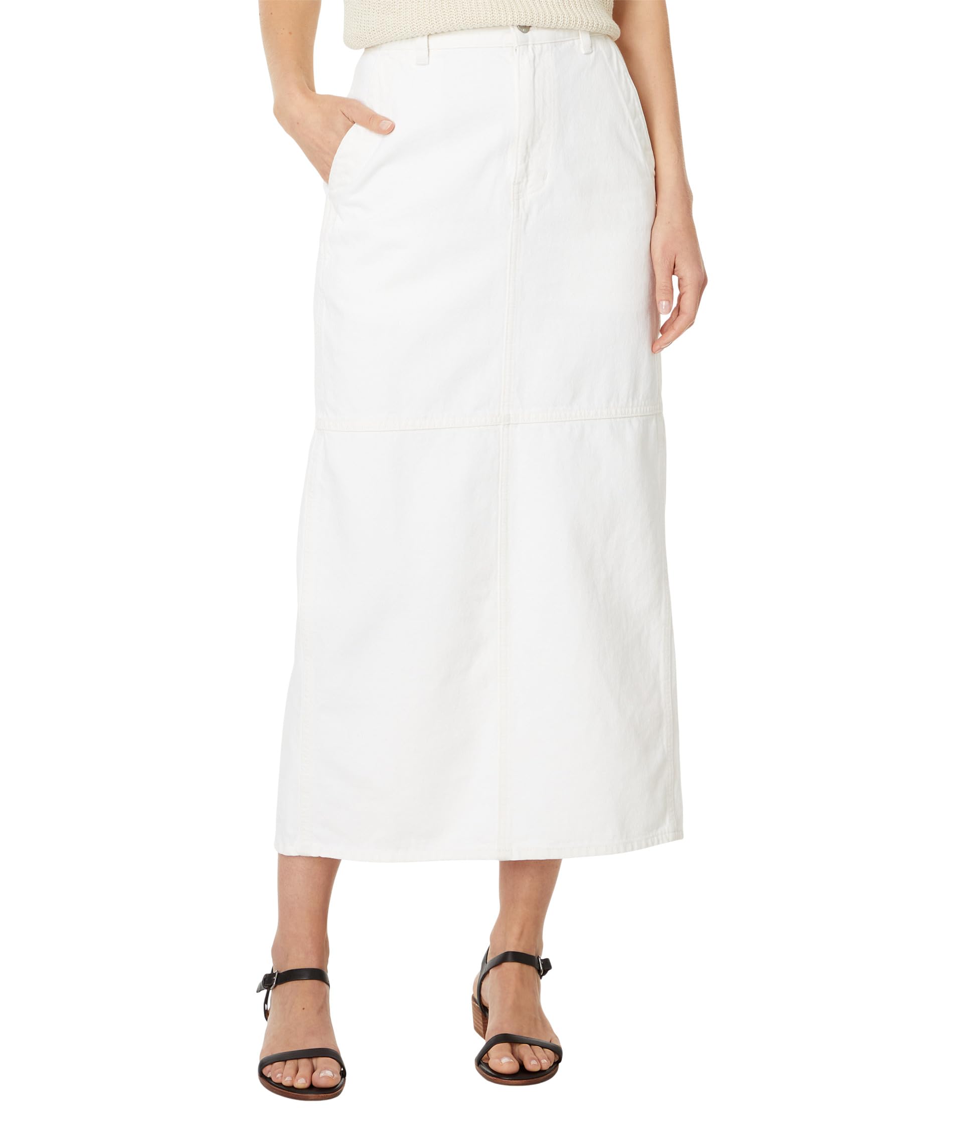 Denim Carpenter Maxi Skirt in Tile White Madewell