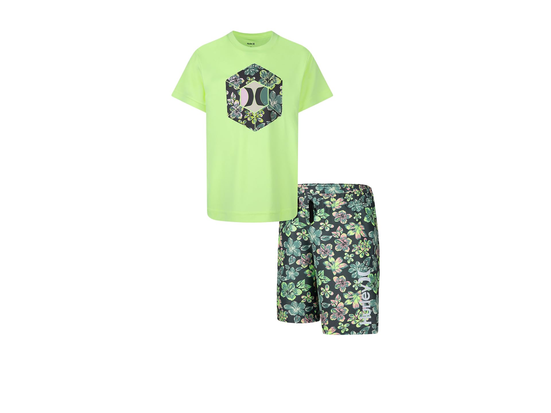 UPF 50+ Short Sleeve T-Shirt & Swim Trunk Two-Piece Set (Little Kid) Hurley