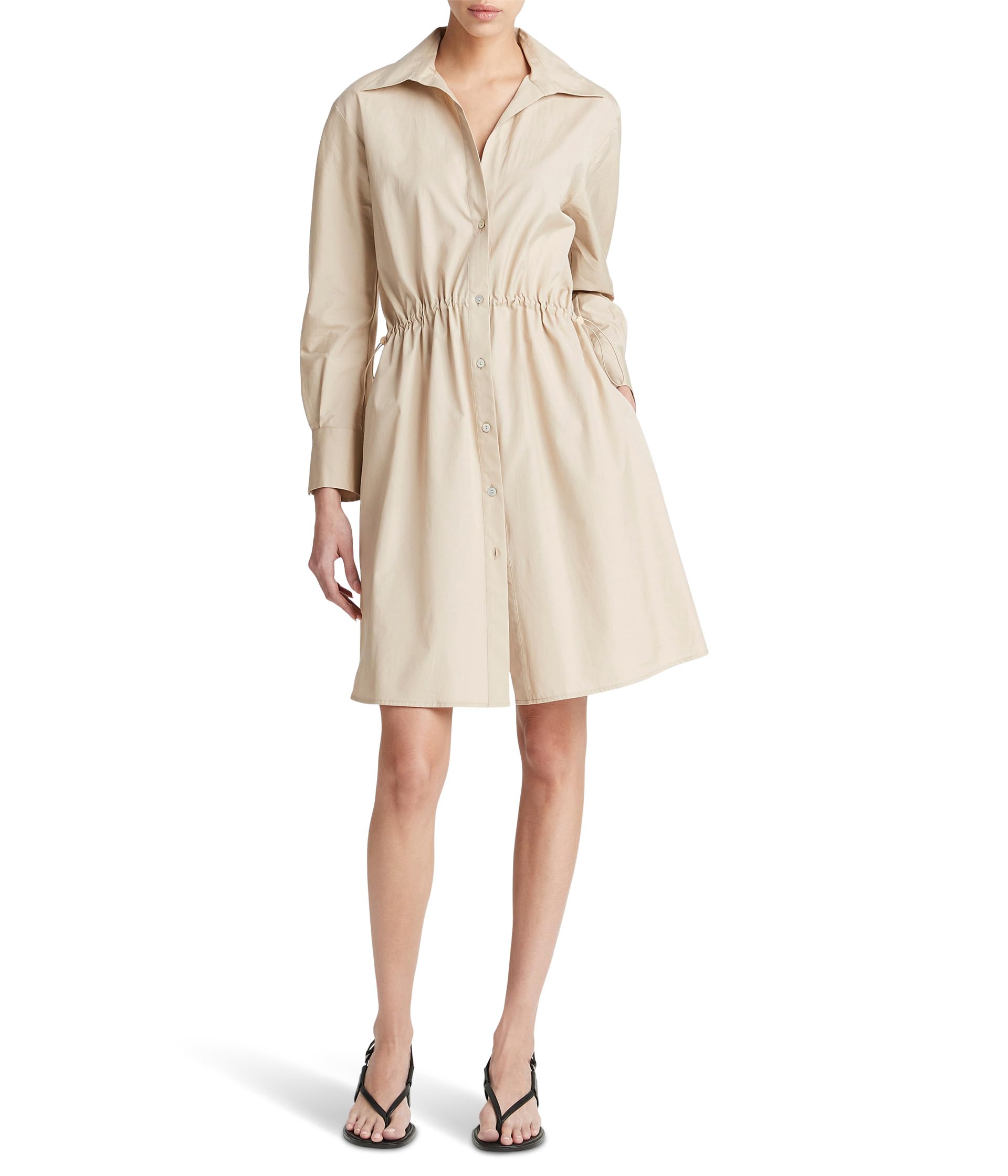Drawcord Ruched Shirt Dress Vince