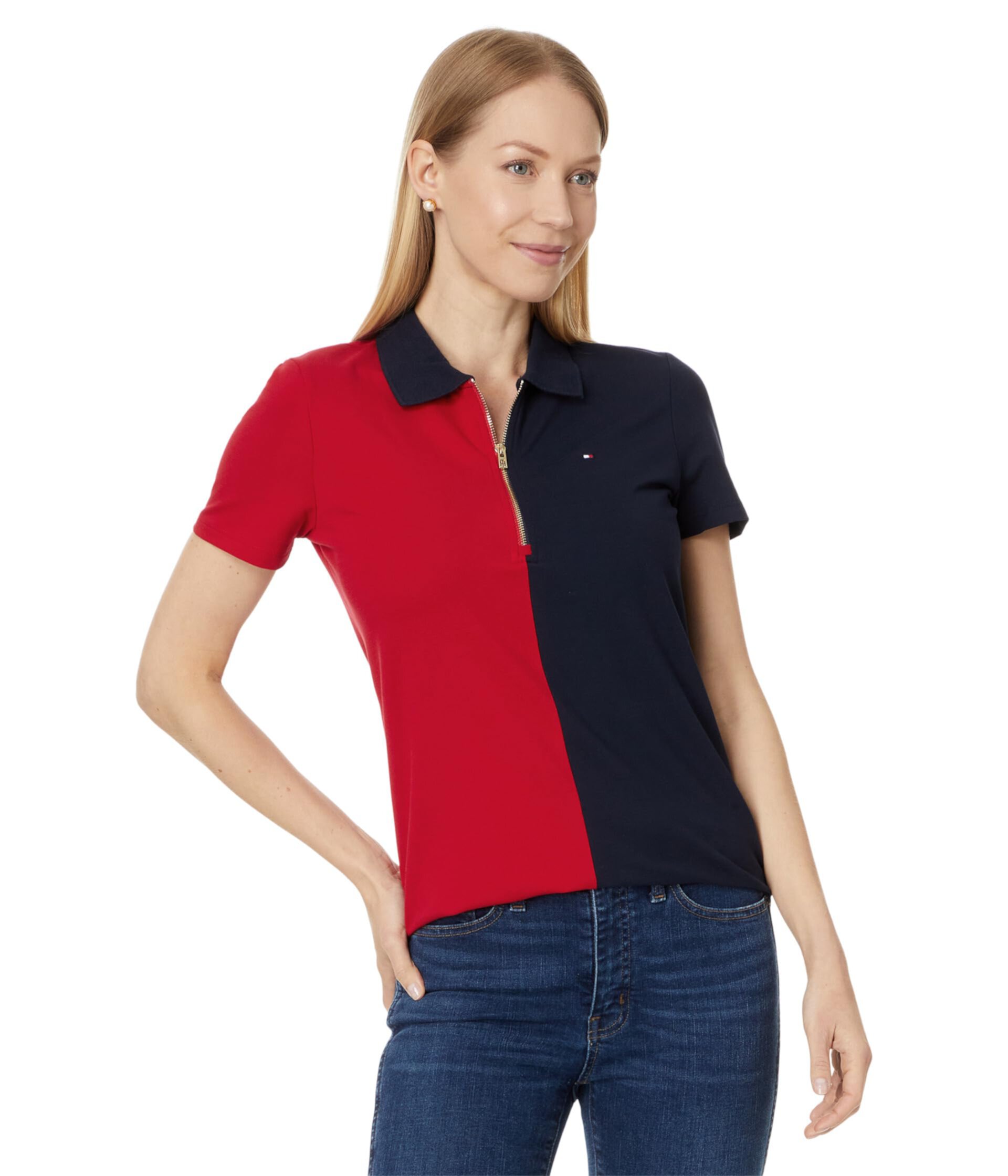 Short Sleeve Color-Block Zip Polo Tommy Hilfiger