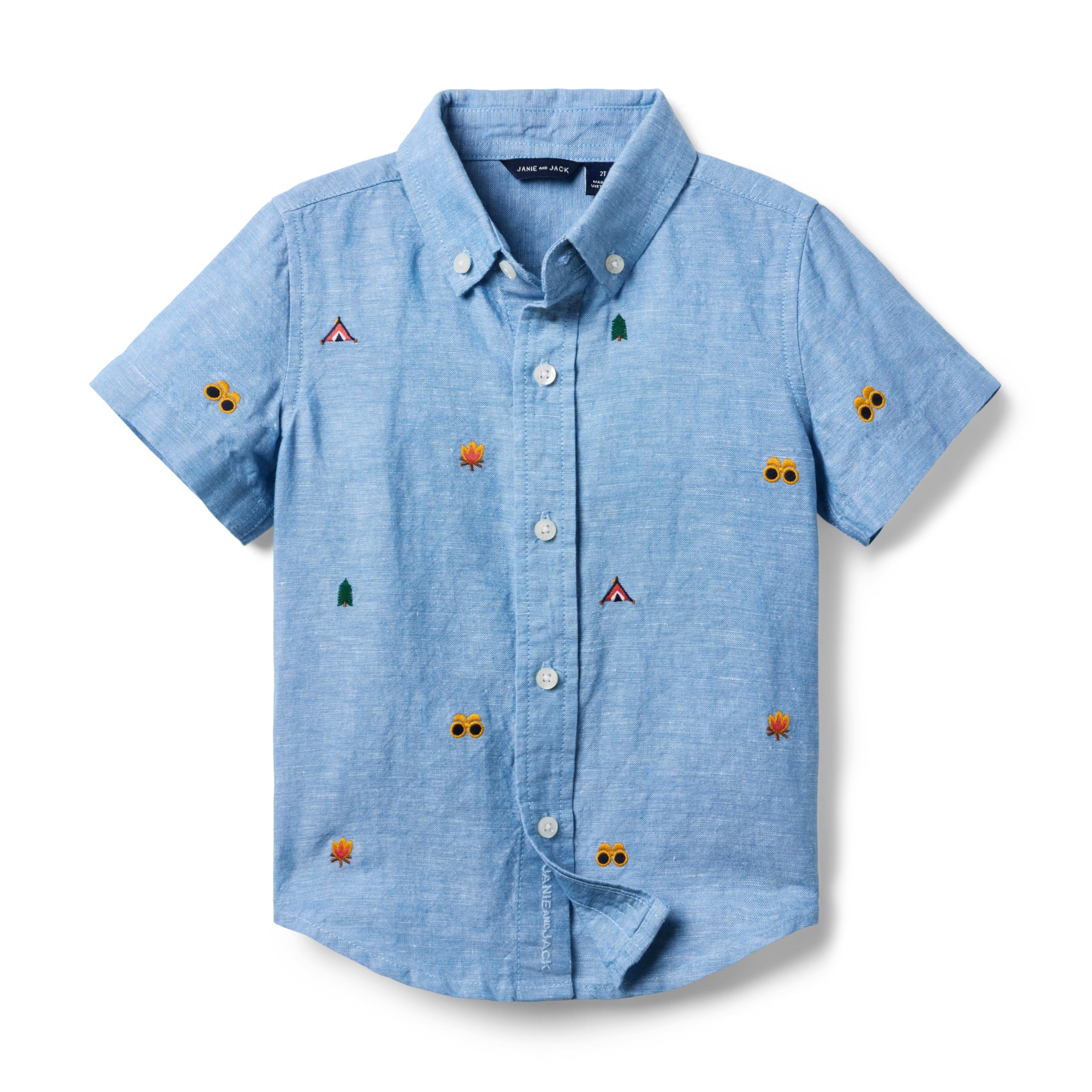Boys Embroidered Linen Top (Toddler/Little Kid/Big Kid) Janie and Jack