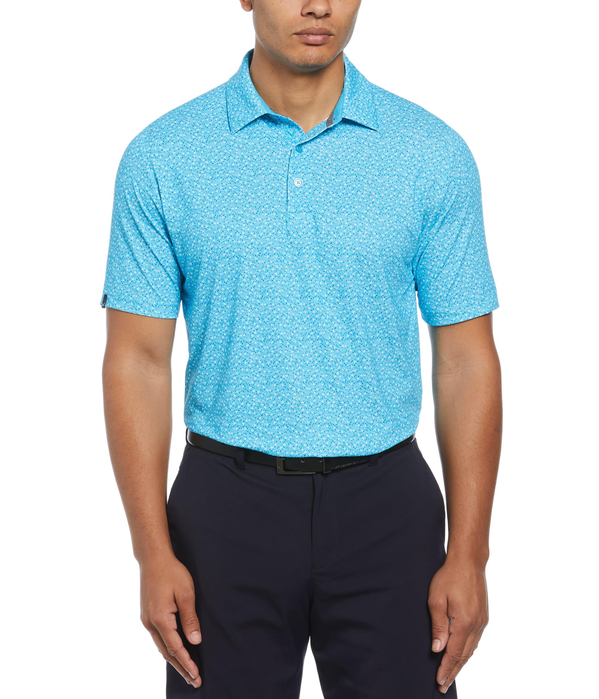 All-Over Micro Floral Print Polo Callaway