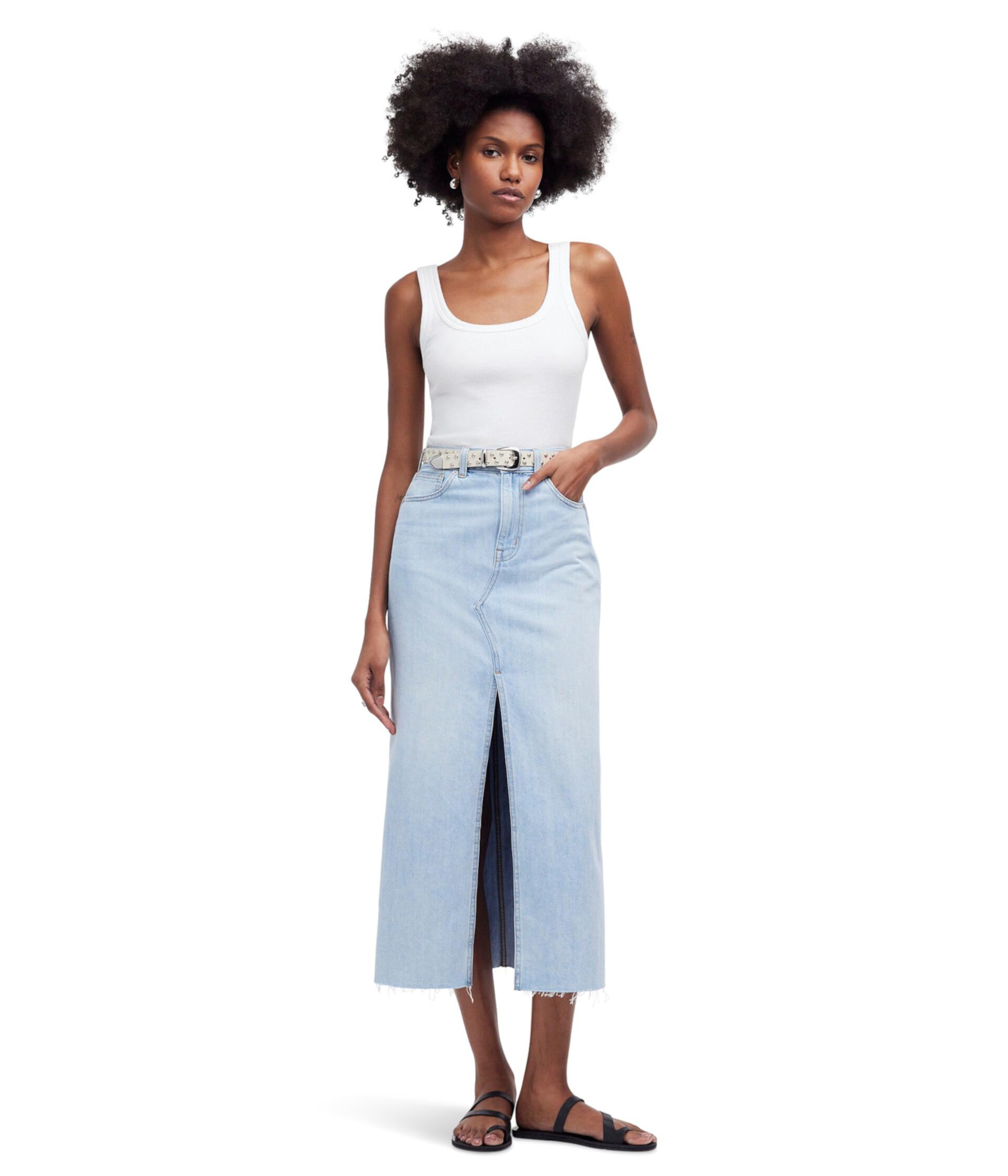 The Rilee Denim Midi Skirt in Fitzgerald Wash Madewell