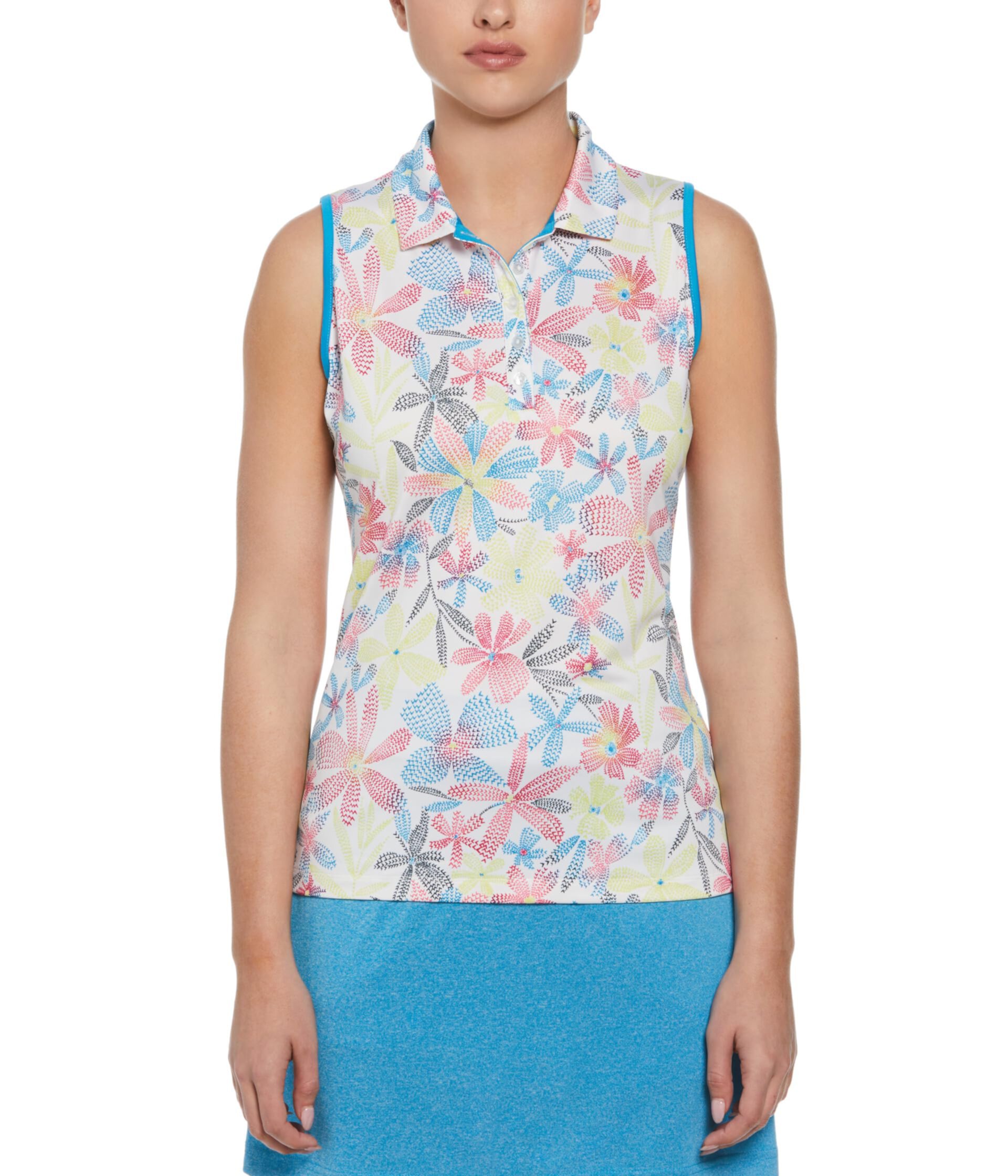 Chevron Floral Sleeveless Polo Callaway