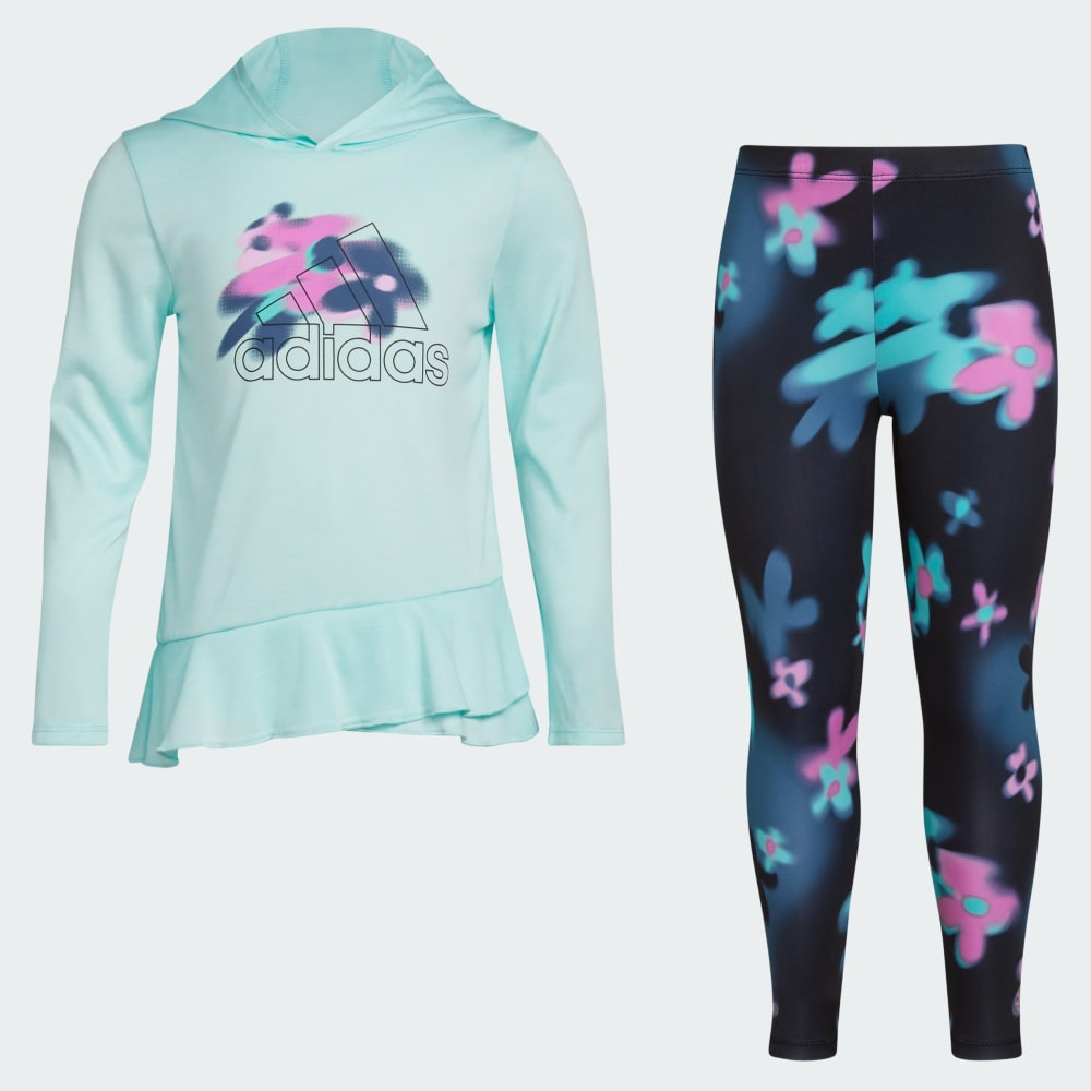 Curved Front Hooded Top and Tights Set Adidas