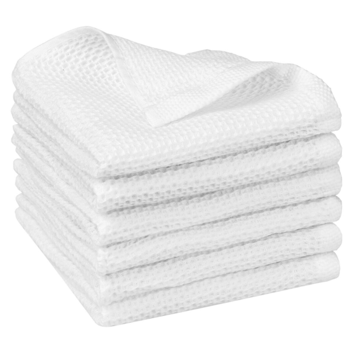 Cotton Double-sided Waffle Weave Absorbent Kitchen Towels 6 Pcs 14&#34; X 14&#34; Unique Bargains