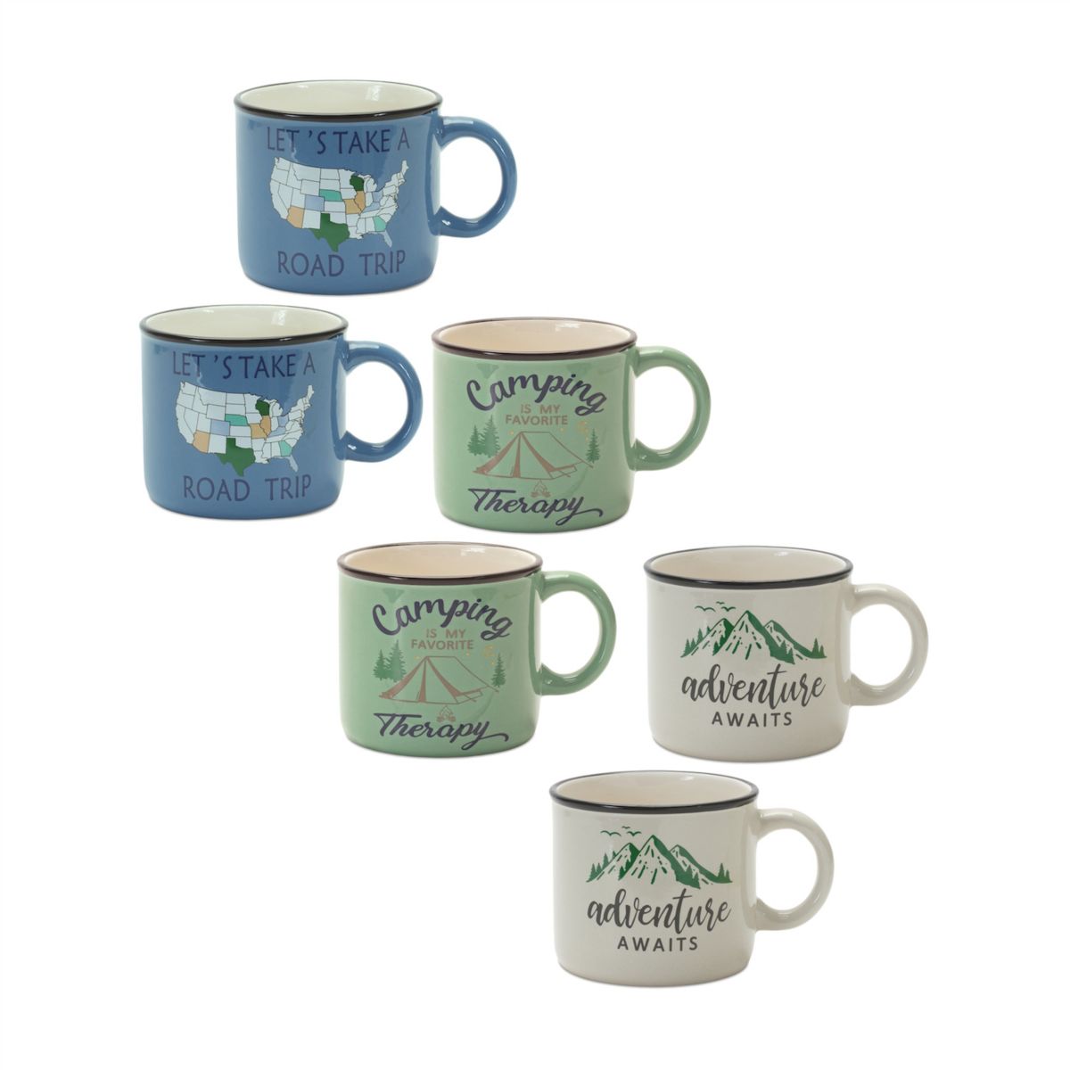 Ceramic Camping And Adventure Mug (set Of 6) Slickblue