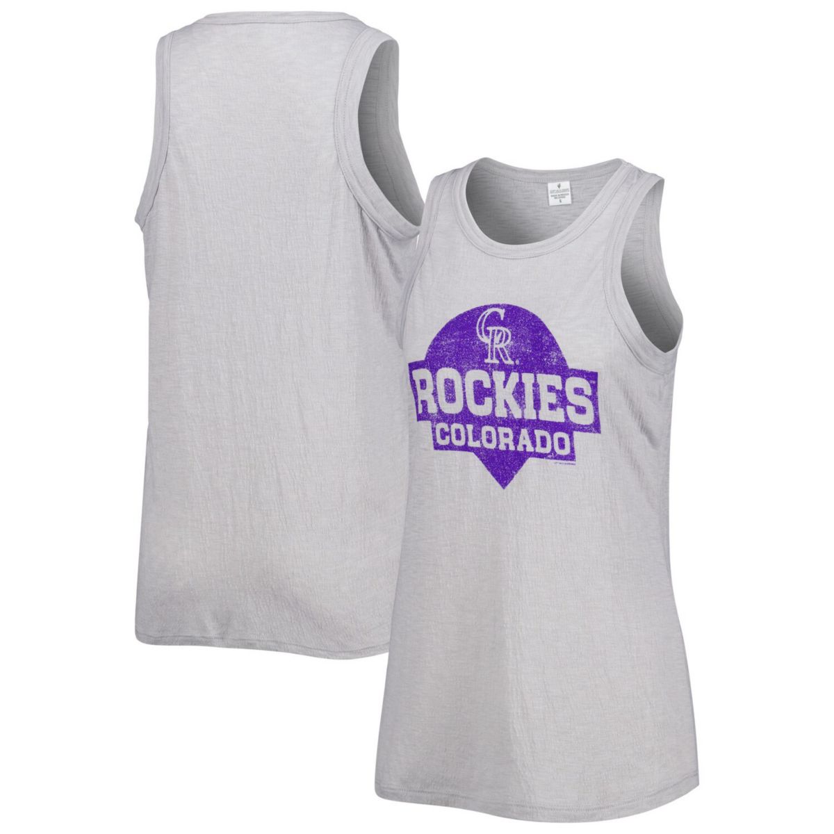 Women's Soft as a Grape Gray Colorado Rockies Tri-Blend Tank Top Soft As A Grape