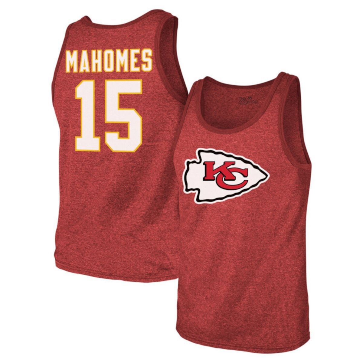 Men's Majestic Threads Patrick Mahomes Red Kansas City Chiefs Tri-Blend Player Name & Number Tank Top Majestic Threads