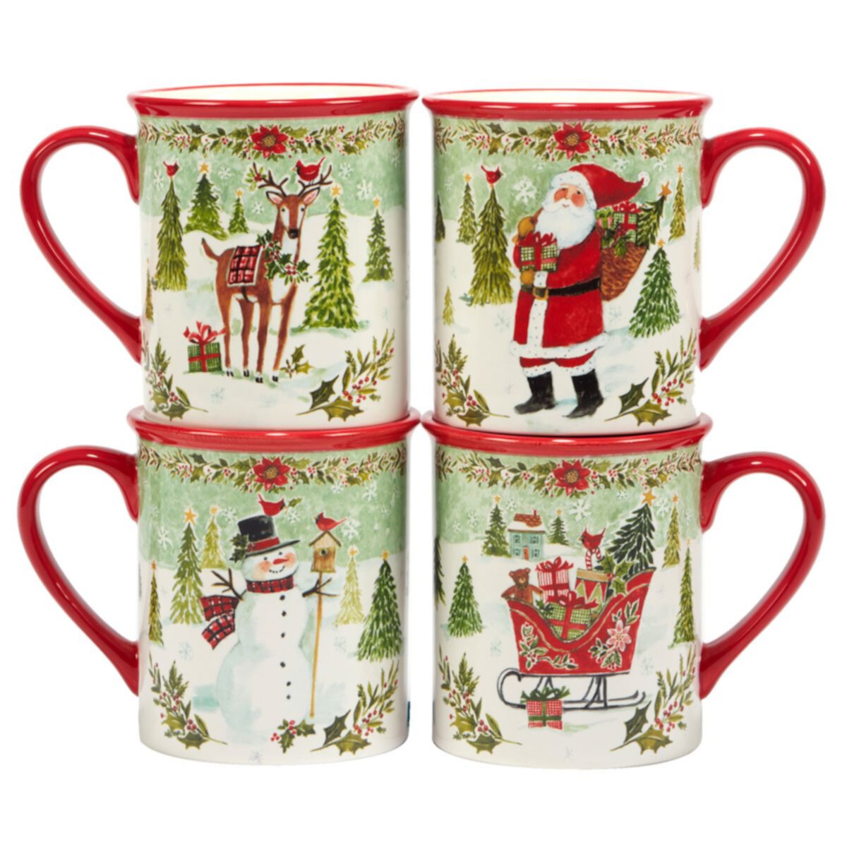 Certified International Set of 4 Joy of Christmas Mugs Certified International