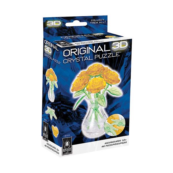 BePuzzled Yellow Roses in Vase Standard Crystal Puzzle BePuzzled