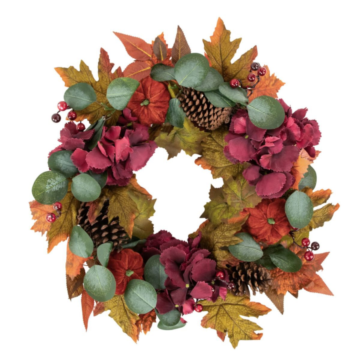 Northlight Burgundy Fall Harvest Artificial Leaves Wreath Northlight