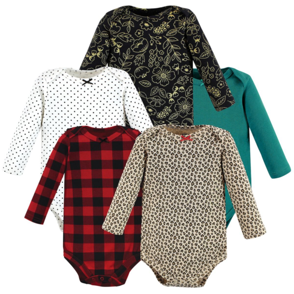 Детские комплекты одежды Hudson Baby Для девочек Cotton Long-Sleeve Bodysuits, Buffalo Plaid Leopard Hudson Baby