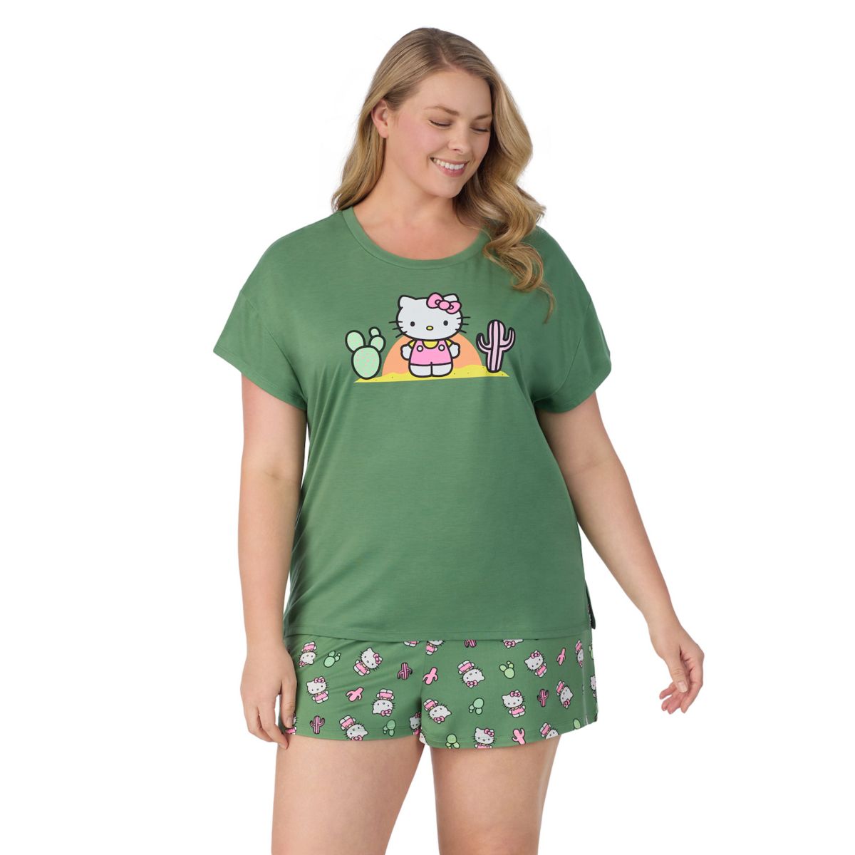 Plus Size Hello Kitty Cap Short Sleeve Pajama Tee & Pajama Shorts Set Hello Kitty
