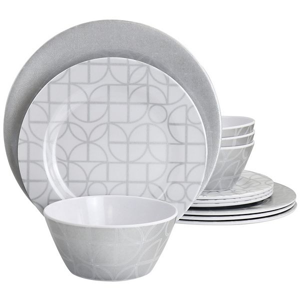 Laurie Gates California Designs Summer Bloom 12 Piece Melamine Dinnerware Set Laurie Gates