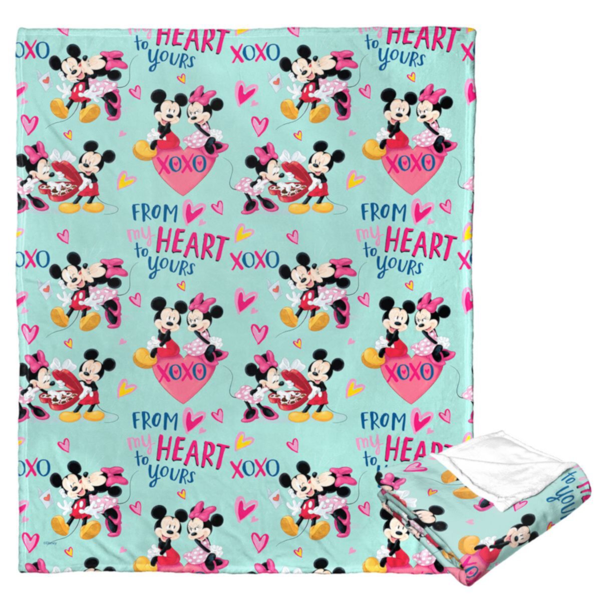 Disney's Mickey & Minnie Mouse Valentine's Day Pattern Throw Blanket Disney