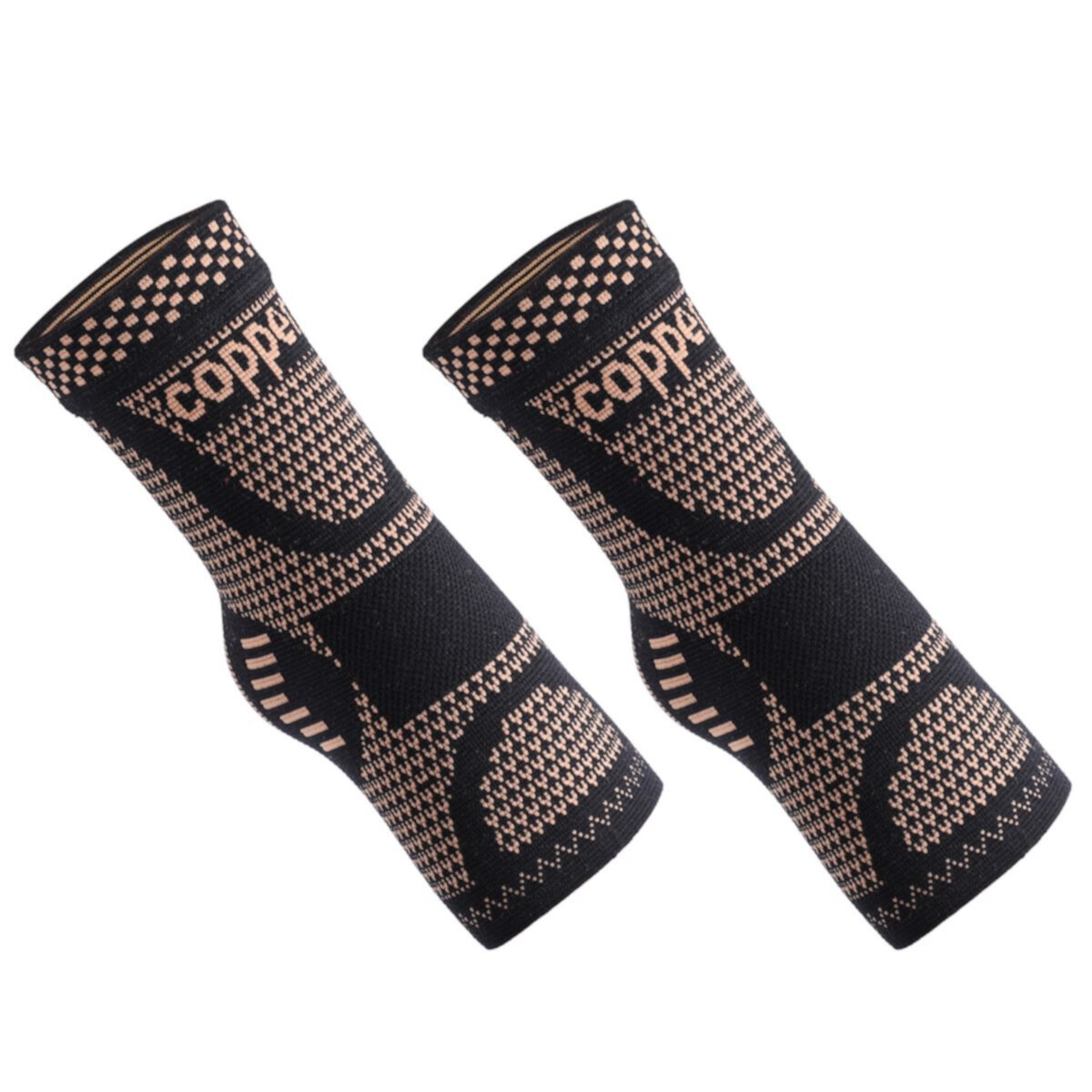 Pair Ankle Compression Sleeve Socks Ankle Brace Support Orange Black Unique Bargains