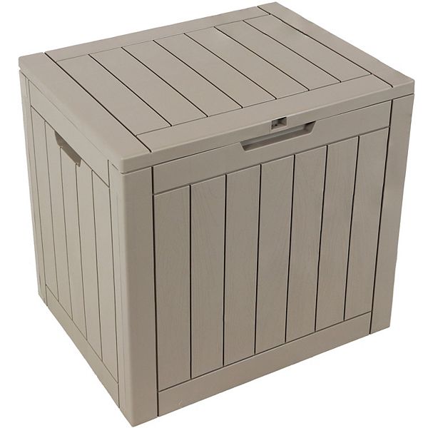 Faux Wood Grain Outdoor Storage Box - Phantom Gray Sunnydaze Decor