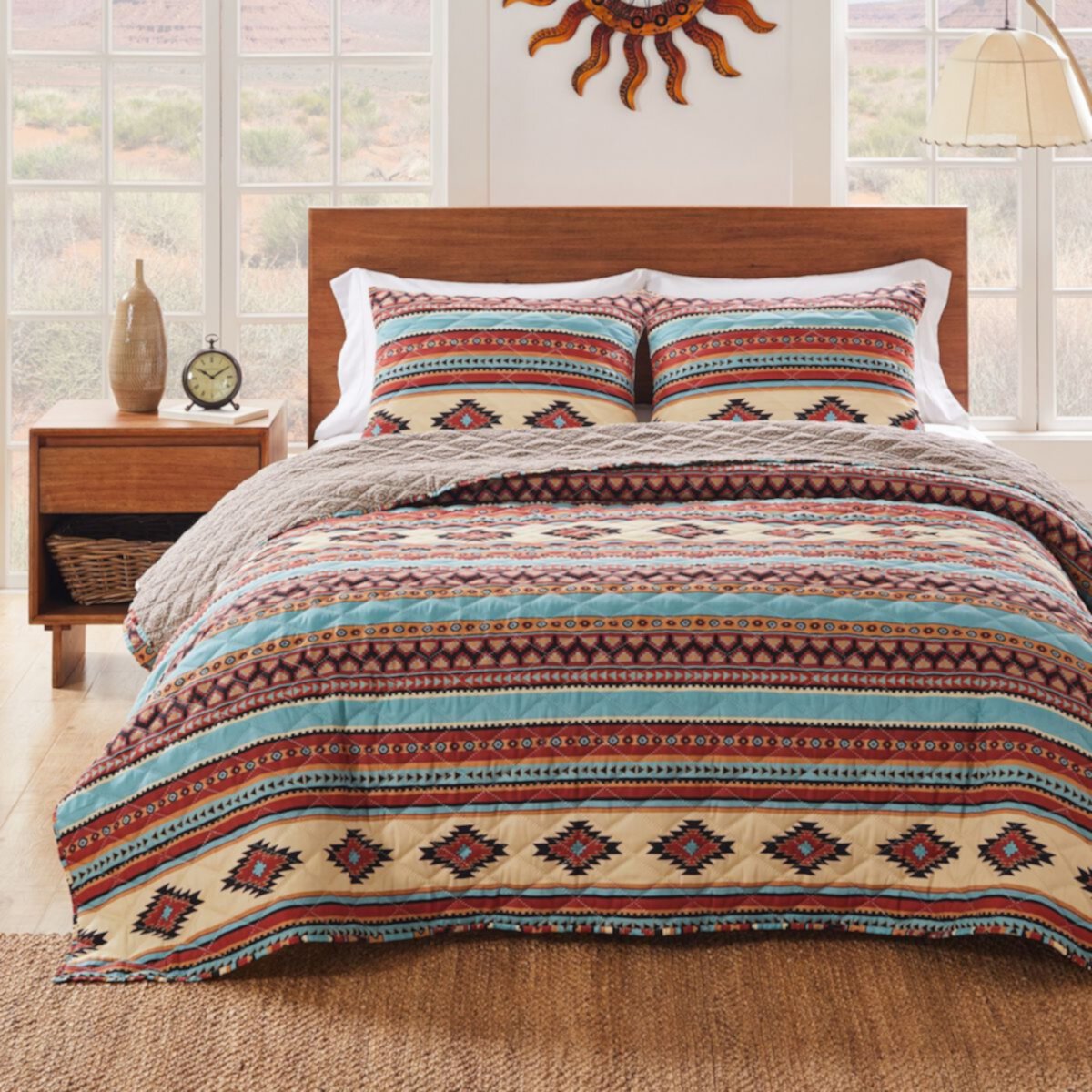Greenland Home Fashions Red Rock Quilt and Pillow Sham Set - Clay Greenland Home Fashions