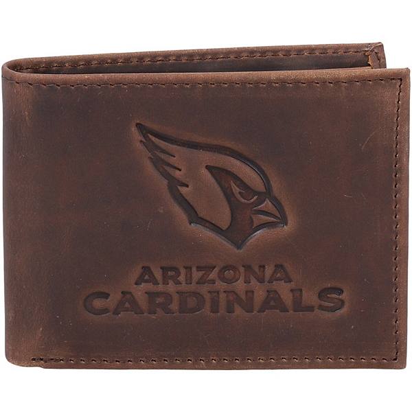 Кожаный коричневый бумажник с тиснением Arizona Cardinals, 8 карманов для карт Unbranded