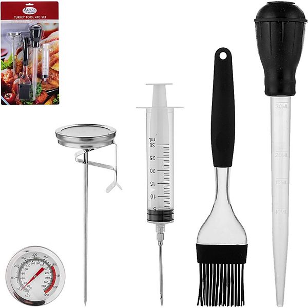 Alpine Cuisine Turkey Tool 4 Pc Set With Meat Thermometer Marinade Brush Turkey Baster For Cooking Alpine Cuisine