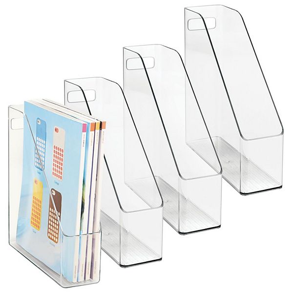 mDesign Plastic File Folder Bin, Office Desktop Organizer, 4 Pack MDesign