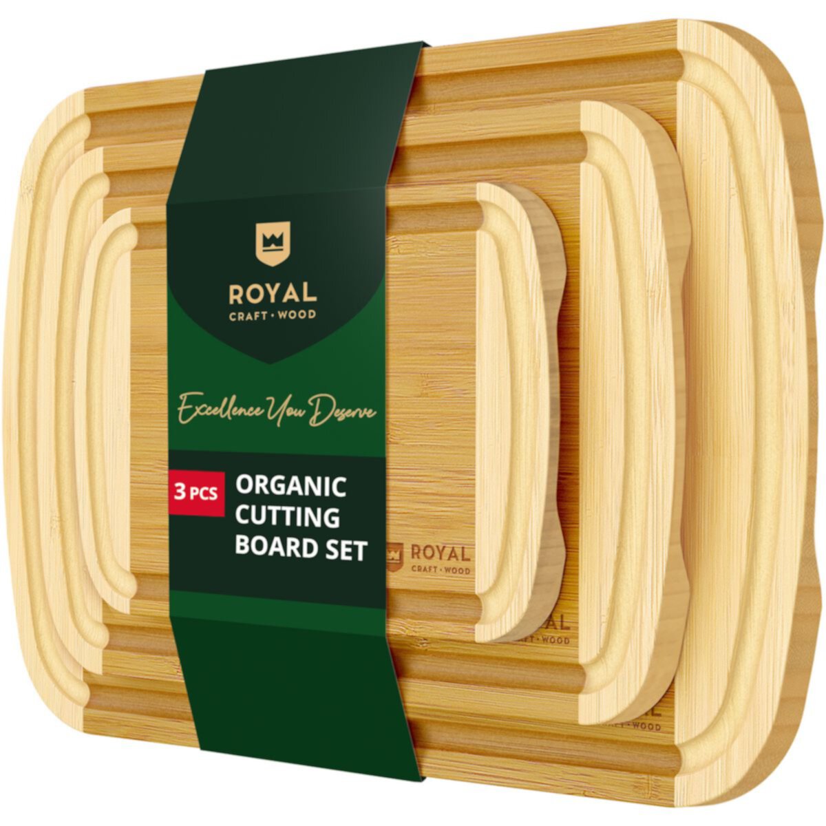 Cutting Board Two-tone Set Of 3 Royal Craft Wood