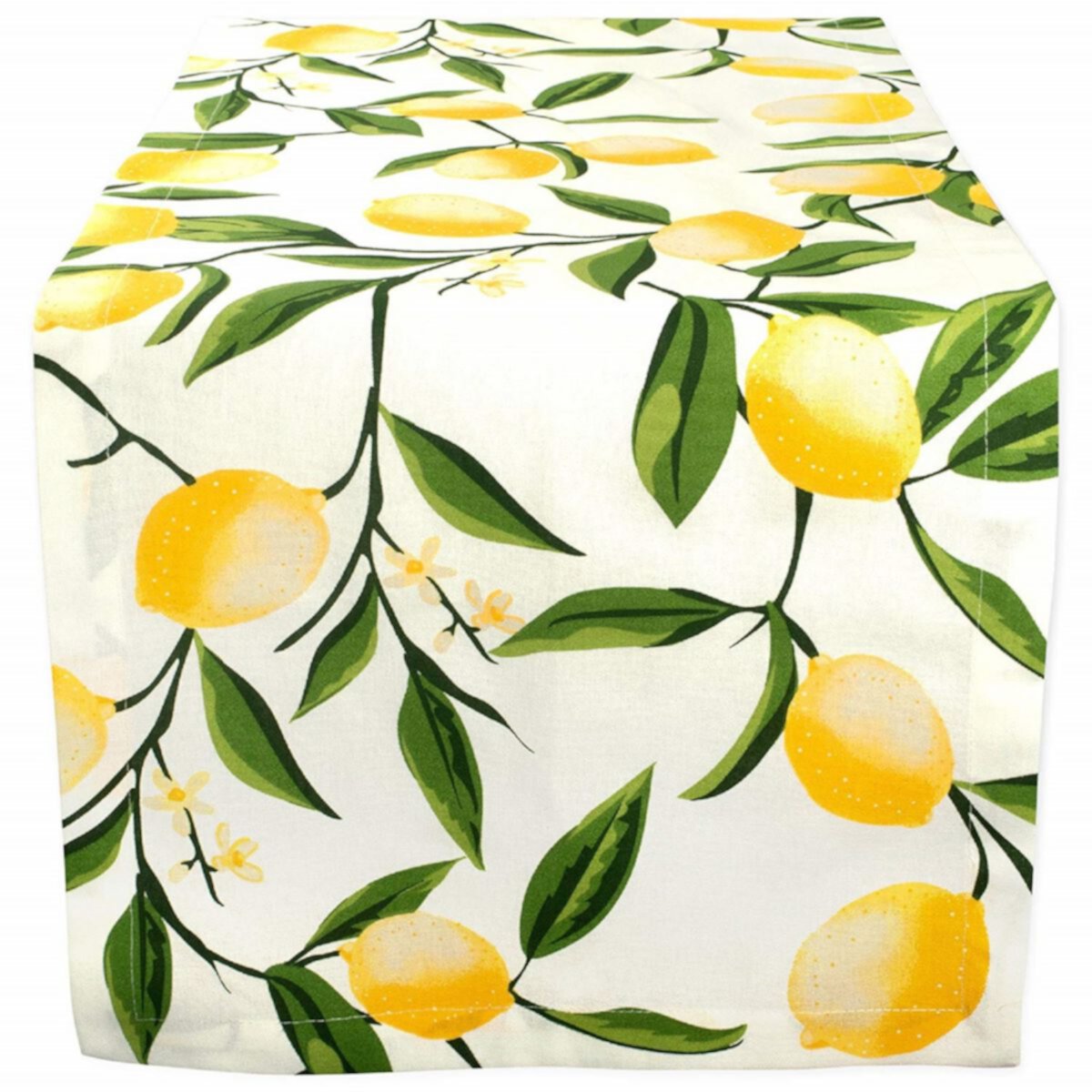 72&#34; Green and Yellow Lemon Printed Rectangular Table Runner Contemporary Home Living