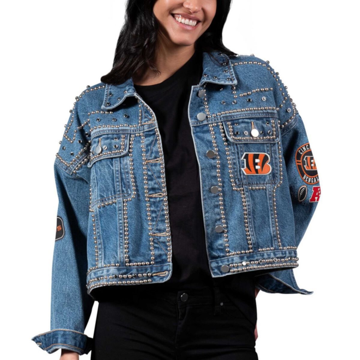 Women's G-III 4Her by Carl Banks Cincinnati Bengals First Finish Medium Denim Full-Button Jacket In The Style