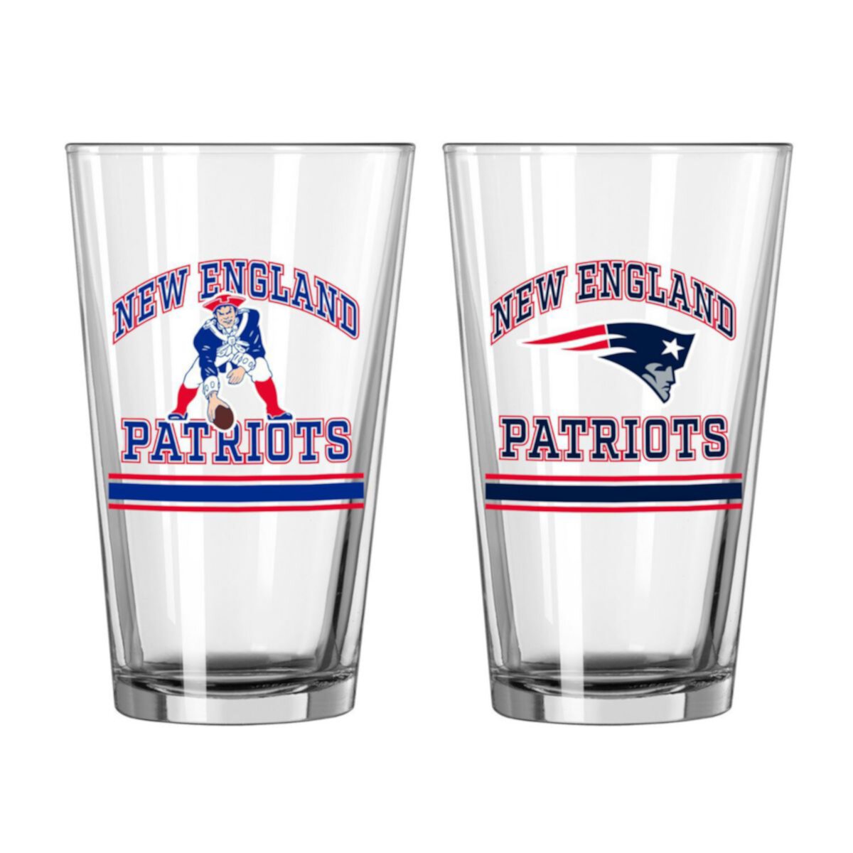 New England Patriots 16oz. Pint Glass Two Pack Logo Brand