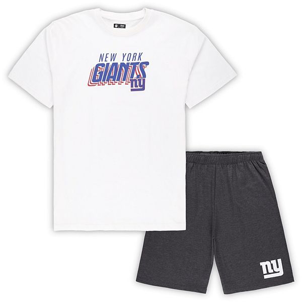 Мужской комплект Concepts Sport: футболка с шортами New York Giants, 3XL, белый/угольный Unbranded