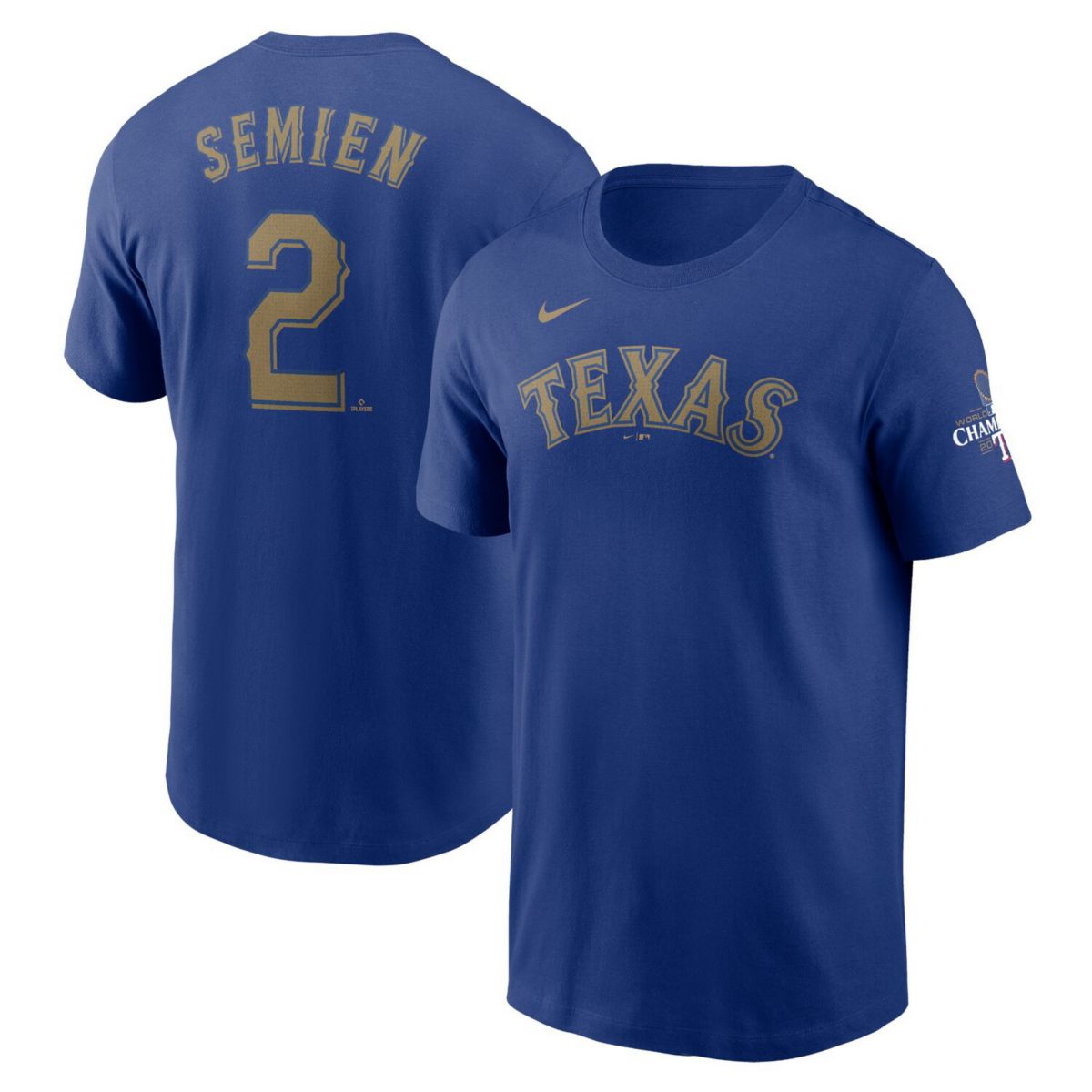 Мужская Футболка Nike Marcus Semien Texas Rangers 2024 Gold Collection Name & Number Nitro USA